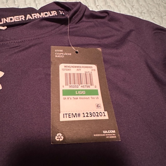 Under Armor Mens Team Knockout Tee Long Sleeve Navy NWT Size Large - Picture 2 of 3